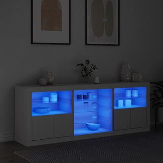 vidaXL Aparador Con Luces Led Blanco 181,5x37x67 Cm Vidaxl