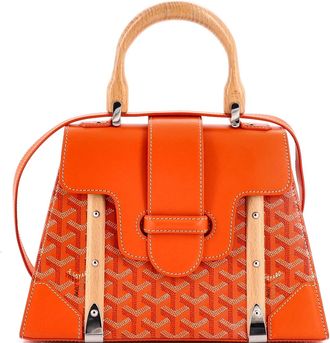 Goyard Saigon Top Handle Bag Coated Canvas with Leather PM