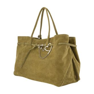 Margesherwood Suede Leather Tote Bag - Khaki