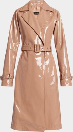 Dolce & Gabbana Coated Faux Leather Belted Trench Coat