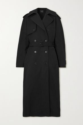 Balenciaga Trench Doppiopetto Oversize In Misto Lana E Cotone Hourglass - Nero