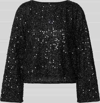 Vero Moda Regular Fit Langarmshirt mit Pailletten-Besatz Modell NAJA in Black, Größe XL