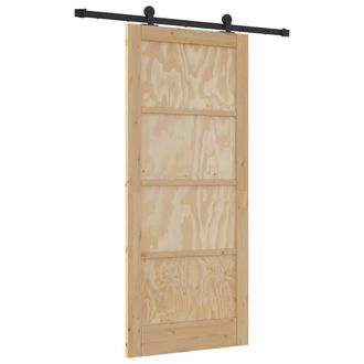 Berkfield Home Sliding Door with Hardware Set ORKDAL Solid Wood Pine in Beige