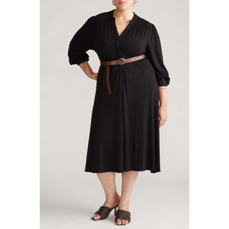 Universal Standard Liquid Long Sleeve Dress in Black at Nordstrom, Size 3Xl