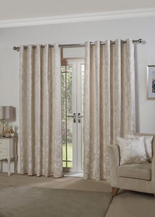 Emma Barclay Butterfly Meadow - Lined Eyelet Jacquard Curtains in Cream - Width 90 x Drop 90 (229 x 229cm) - Emma Barclay | TJ Hughes Natural