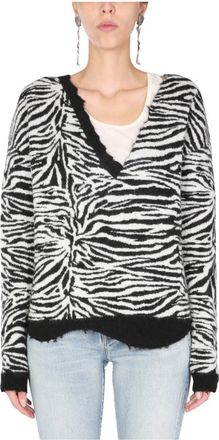 Saint Laurent V-hals Asymmetrische Onderkant - Dames - V-hals truien - Zwart - S - Wol - Truien & Vesten