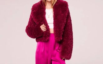 Band Of The Free Faux Fur Jacket In Deep Fuchsia