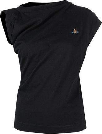 Vivienne Westwood asymmetric draped T-shirt - women - Cotton - L - Black