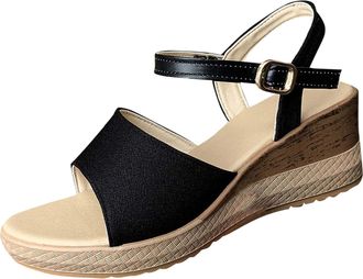 Generic Black Womens Versatile Roman Style Sandals with Chunky Bottom, Comfortable for Seasonal Fashion