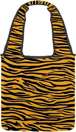 Generic Orange Zebra Stripes Reversible Canvas Shoulder Tote - Double-Sided Print, 12oz Cotton, 27cm Drop, Fold-Flat Bag for Travel, Shopping, Street Outings