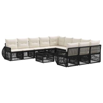 vidaXL Conjunto De Sof&aacute;s De Jard&iacute;n 12 Pcs Negro Y Blanco Crema Vidaxl