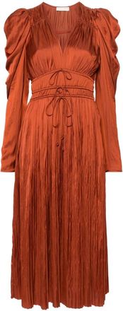 Ulla Johnson Lelou pliss&eacute; midi dress - women - Polyester - 6 - Brown