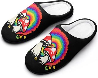 Generic Tie Dye Mushroom Men Slippers Funny House Shoes Cotton Slipper for Indoor Outdoor