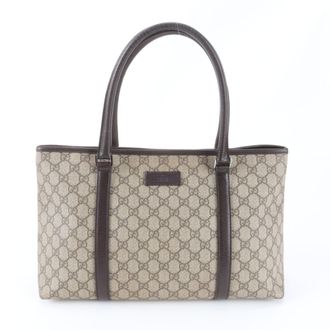 Gucci Beige Brown Leather Coated Canvas Handbag Shoulder Bag Tote Bag (Pre-Owned)