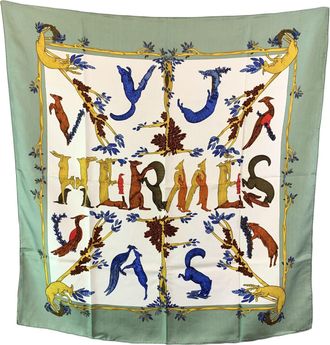 Hermès Pre-owned Womens Vintage Silk Scarf Carre 90 - Green - One Size