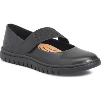 B&oslash;rn Mary Jane Flat in Black Leather at Nordstrom Rack, Size 8