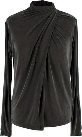 Ganni Charcoal Draped Long Sleeve Top Size S