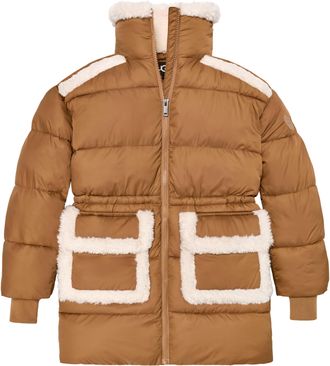 UGG Steppmantel UGG W AMAL PLUSHSEAM PUFFER COAT, Damen, Gr. M (38), braun (chestnut), Web, Obermaterial: 100% Nylon, unifarben, bequem Po-bedeckend, B&uuml;nd