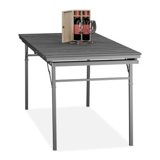 Relaxdays Relaxdays Mesa De Jard&iacute;n Plegable, Tablero Extensible, 8 Personas, Pl&aacute;stico Y Acero, Largo: 166-215 Cm, Exterior, Gris