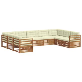 vidaXL Conjunto De Sof&aacute;s De Exterior 9 Uds. Natural Y Crema Vidaxl