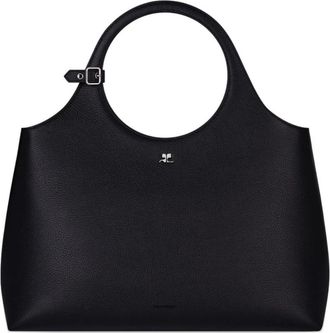 Courr&egrave;ges Grote Day Grained Leather Tas - Dames - Handtassen - Zwart - ONE Size - Leer - Tassen