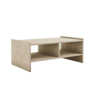 Calicosy Mesa de centro con 2 nichos abiertos, decoraci&oacute;n travertino l90 cm