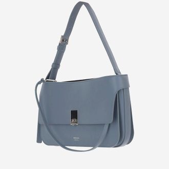 Ferragamo Womens Shoulder Bag Hug Leather Seaglass-Black Calf Seaglass/black
