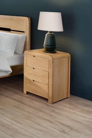 Julian Bowen Curve 3 Drawer Bedside Table in Light Oak