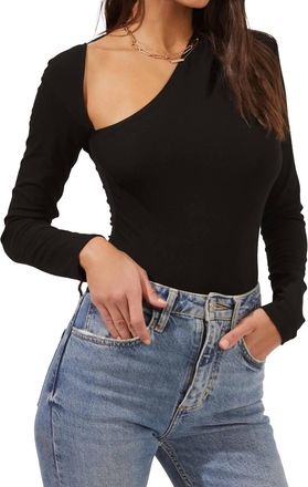 Astr Della Cutout Long Sleeve Bodysuit In Black