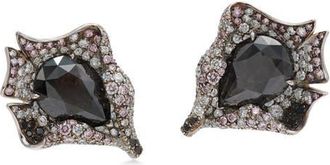 Fred Leighton Signed Fred Leighton Natural Black & Mixed Diamond Abstract Flower Stud Earrings in Platinum at Nordstrom
