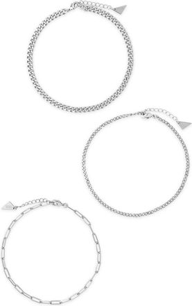 Sterling Forever Three Row Chain Anklet Set
