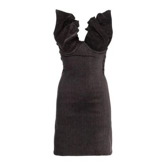 Y / Project Gekreukte Denim Corset Jurk - Dames - Jurken - Zwart - Maat: S Denim