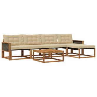 vidaXL Conjunto De Sof&aacute;s De Exterior Con Coj&iacute;n 6 Pcs Natural Y Beige Vidaxl