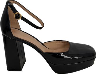 Gianvito Rossi Pre-owned Womens Ankle Strap Platform Pumps in Black Patent Leather - Size 39.5 EU/IT