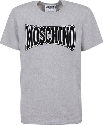 Moschino Grijs Geborduurd Logo T-Shirt - Heren - T-shirts - Grijs - L - Katoen - Tops