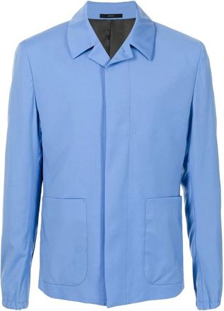Paul Smith Blue Wool Shirt Jacket with Elasticated Details