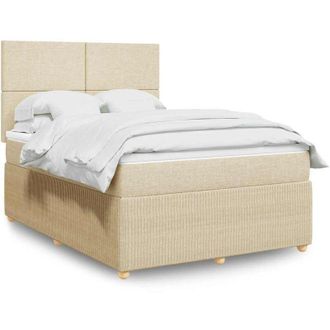 vidaXL Cama Box Spring Con Colch&oacute;n Tela Color Crema 140x190 Cm Vidaxl