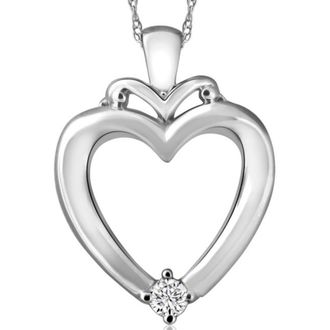 Pompeii3 Solitaire Diamond Heart Pendant in White, Rose or Yellow Gold 1 Tall