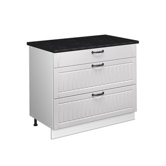 Vicco Mueble Bajo De Cocina Fame-line, Blanco Casa De Campo/blanco, 100 Cm, Et Antracita, Vicco