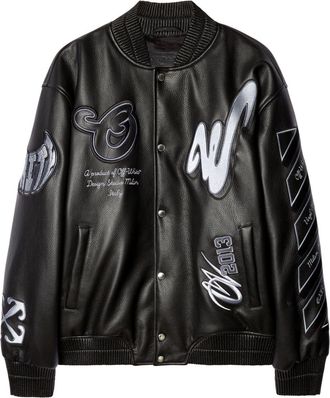 Off-white patchwork bomber jacket - men - Viscose/Leather - 52 - Black