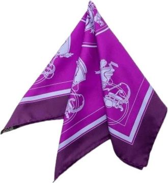 Herm&egrave;s Pre-owned Scarves, female, Purple, Size: ONE SIZE Pre-owned Ex-Libris Scarf