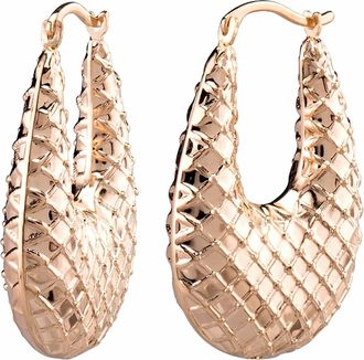 Gold & Honey Womens Textured Oval Click Top Hoop Earrings In Gold