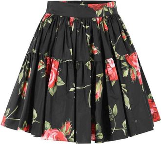 Dolce & Gabbana Print Short Skirt In Black Cotton