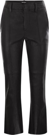 Brunello Cucinelli Square Cigarette Broek - Dames - Leren Broeken - Zwart - XS - Leer - Broeken