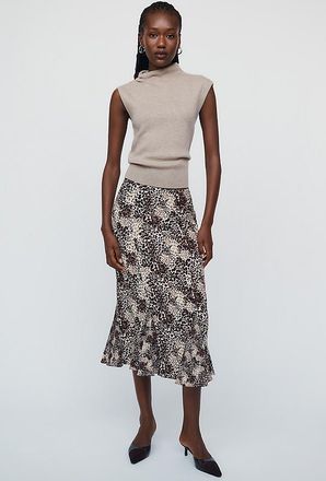 Maeve Godet Flare Midi Skirt