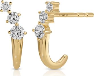 EF Collection Leila Huggie Hoop Earrings in 14K Yellow Gold at Nordstrom