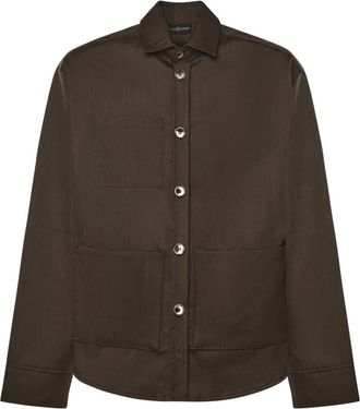Giuliano Galiano Tobhias Wool Shirt - Heren - Casual Overhemden - Bruin - L - Wol - Overhemden