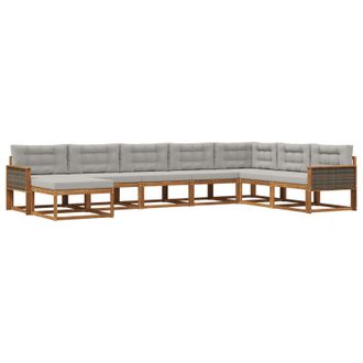vidaXL Conjunto De Sof&aacute;s De Exterior 8 Pcs Natural Y Gris Claro Vidaxl