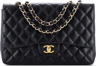 Chanel Classic Single Flap Bag Quilted Lambskin Jumbo shoulder bag - Nero