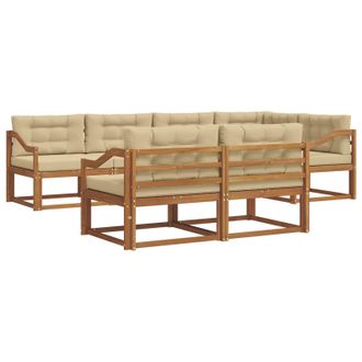 vidaXL Conjunto De Sof&aacute;s De Exterior Con Coj&iacute;n 7 Pcs Natural Y Beige Vidaxl